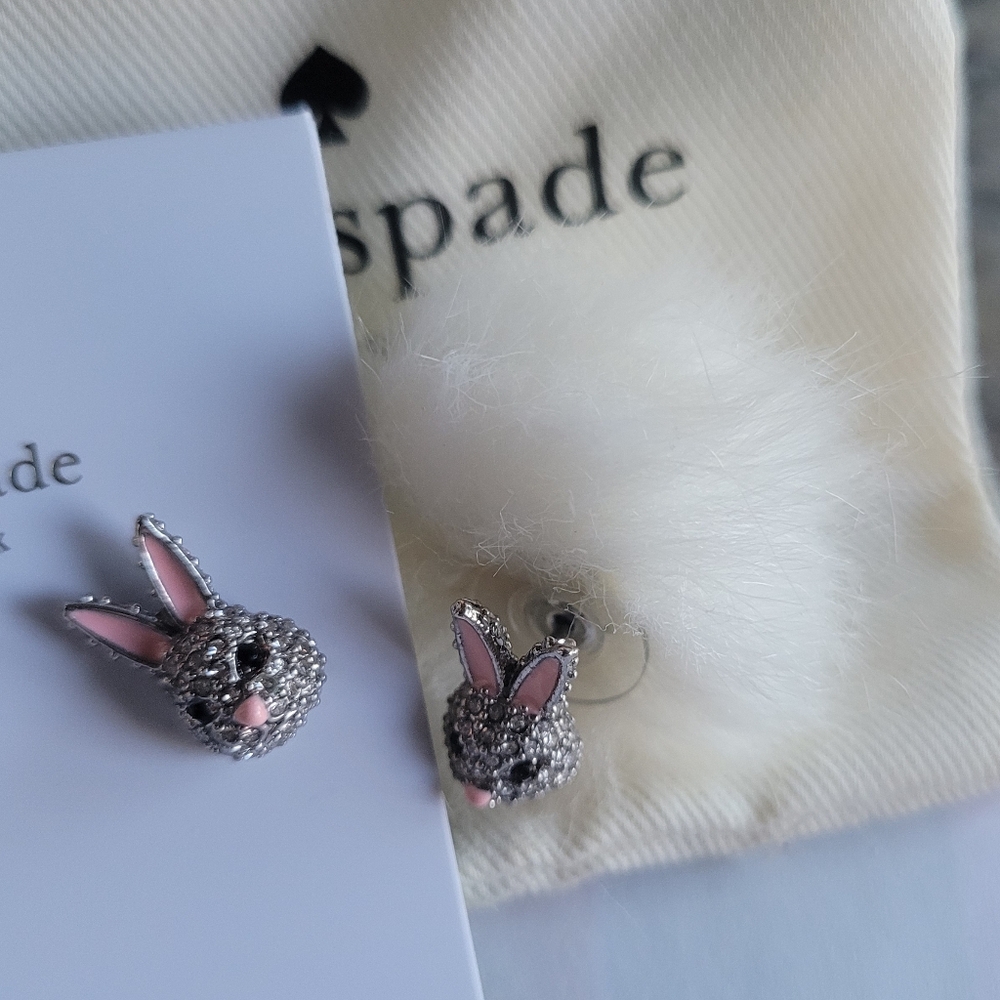 kate spade pink and silver bunny stud earrings - Picture 6 of 8